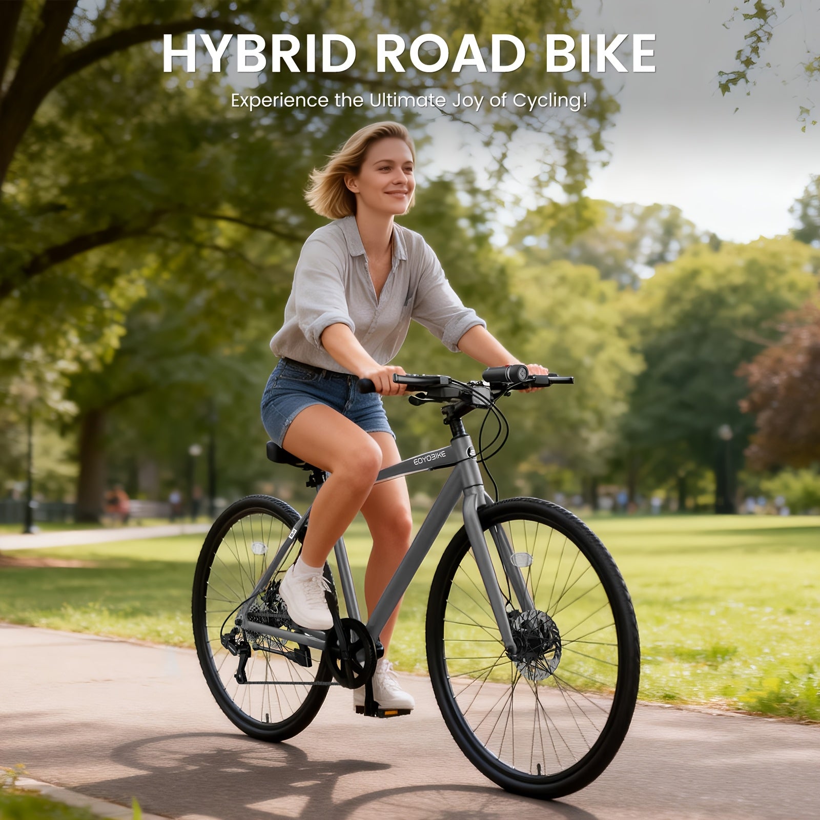 1 700C Hybrid Bike for Adults | Aluminum Frame Step-Over Bicycle, 8-Speed Vintage Retro Road Bike, Disc Brakes, Urban Style, Multiple Colors, Includes Lock - MOPHOTO