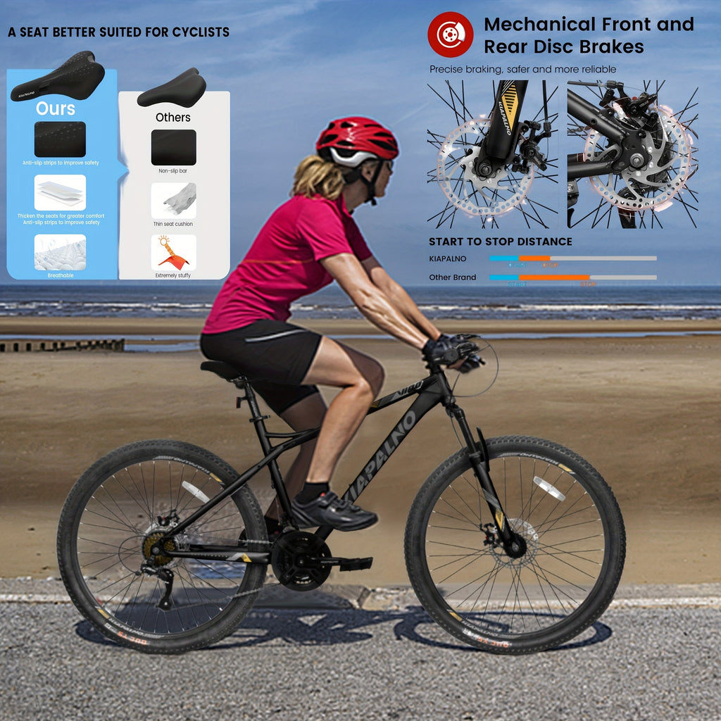 A26251 26 Inch Mountain Bike, 21 Speed With High-Carbon Steel Frame Bike For Adults, Dual Disc Brake Mountain Bicycle For Men Womens Adult Bicycle