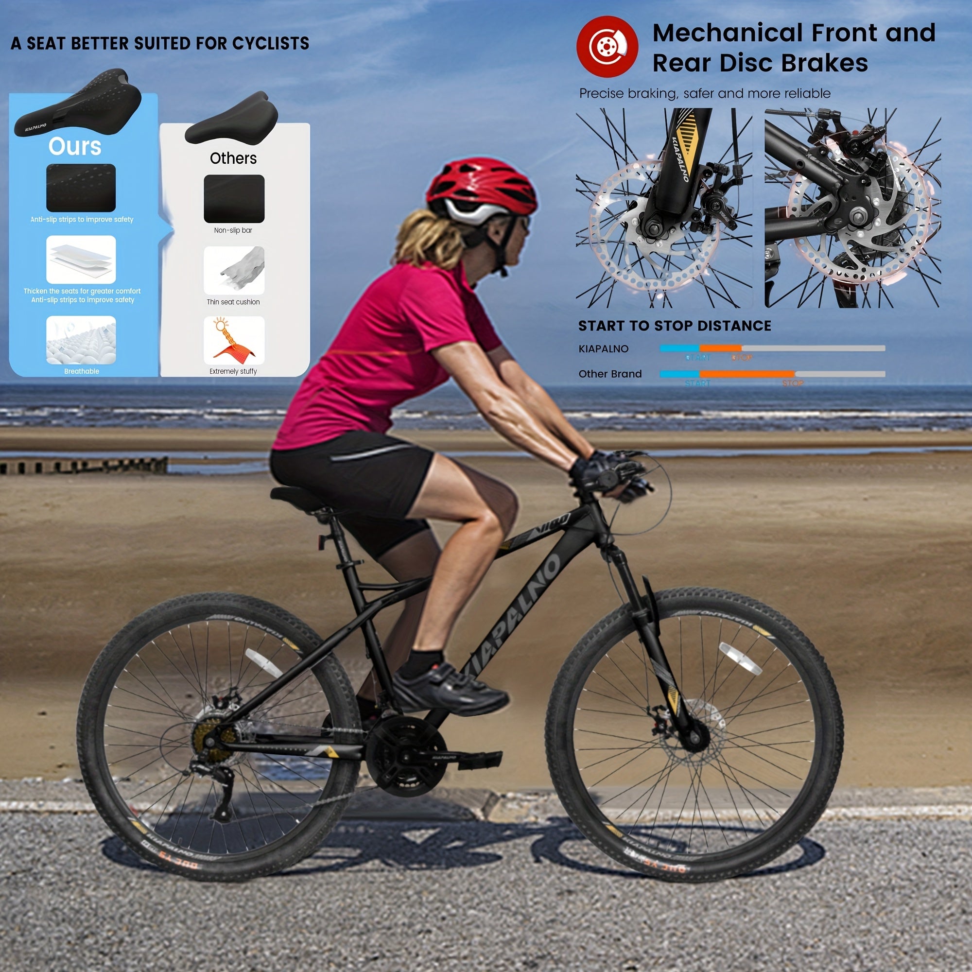 A26251 26 Inch Mountain Bike, 21 Speed With High-Carbon Steel Frame Bike For Adults, Dual Disc Brake Mountain Bicycle For Men Womens Adult Bicycle