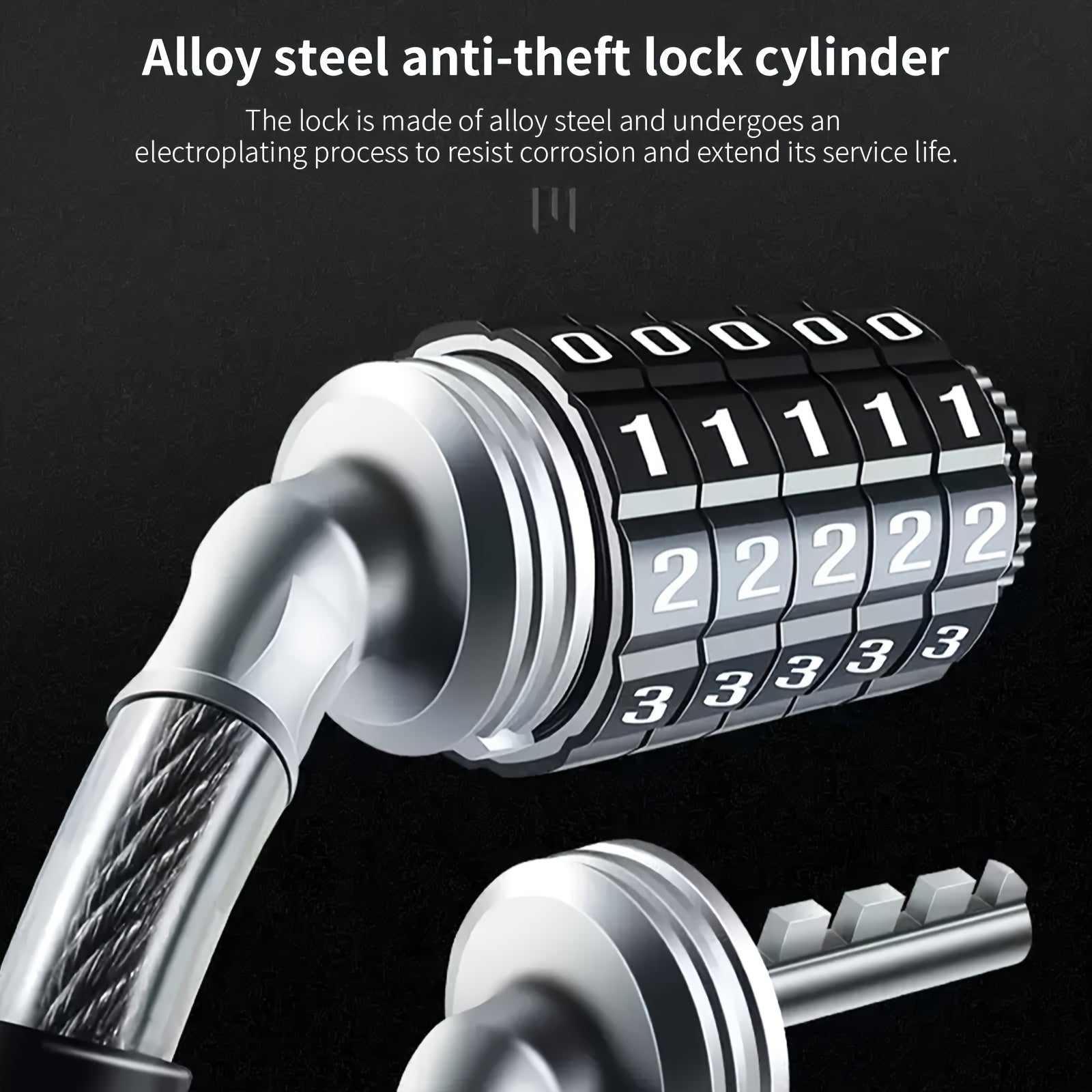 Heavy Duty Bike Chain Lock TOSUOD 5-Digit Combination Bike Lock | Heavy Duty, Anti-Theft Coiled Cable, 125cm\u002F150cm Chain, 4 Colors (Black\u002FRed\u002FGreen\u002FWhite) - Spiral Wire for E, Motorcycles, Scooters