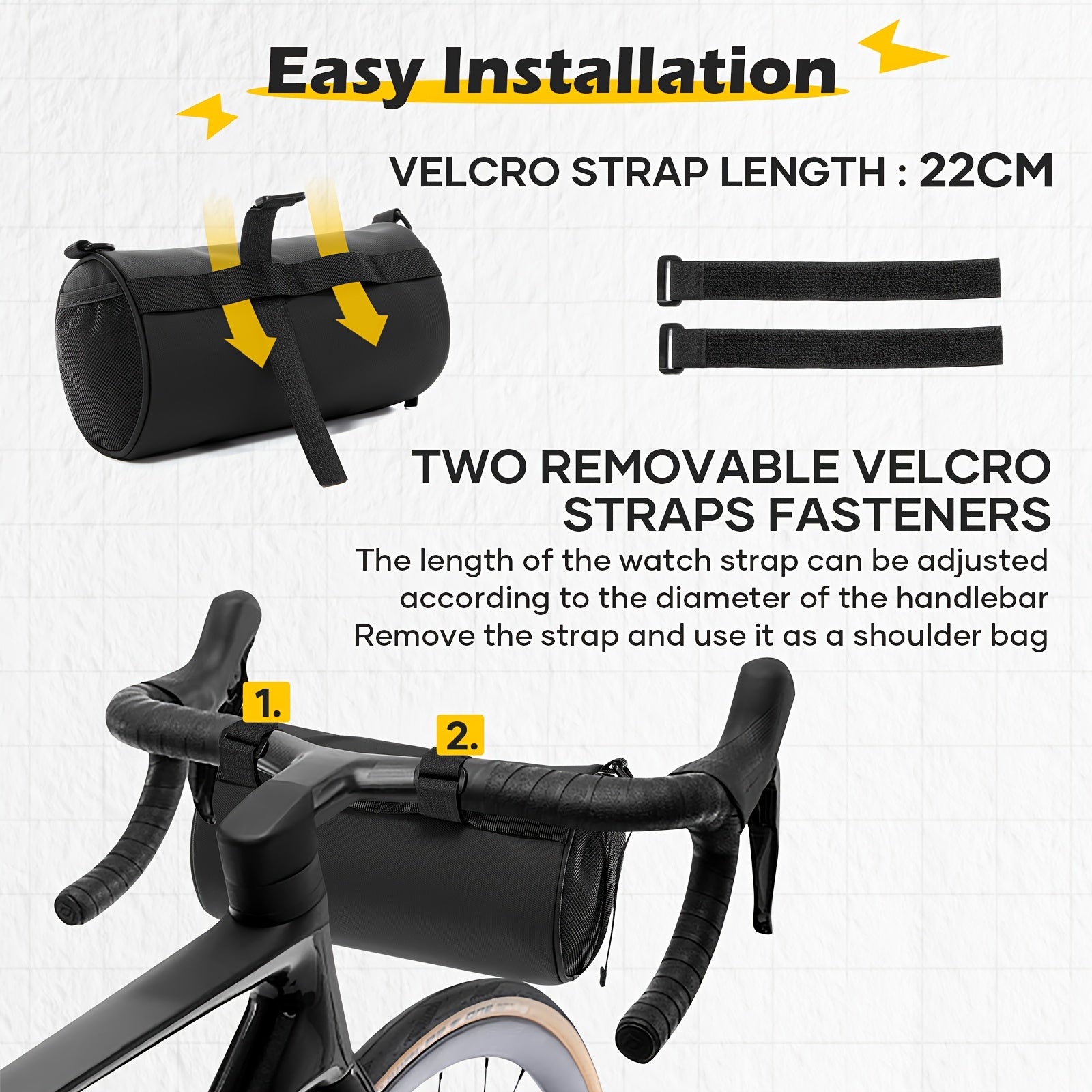 Multi-Use Bike Handlebar Storage Bag - Lightweight Portable Design with Removable Strap for Daily Commute Outdoor