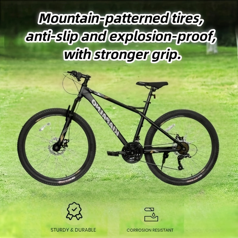 A26251 26 Inch Mountain Bike, 21 Speed With High-Carbon Steel Frame Bike For Adults, Dual Disc Brake Mountain Bicycle For Men Womens Adult Bicycle