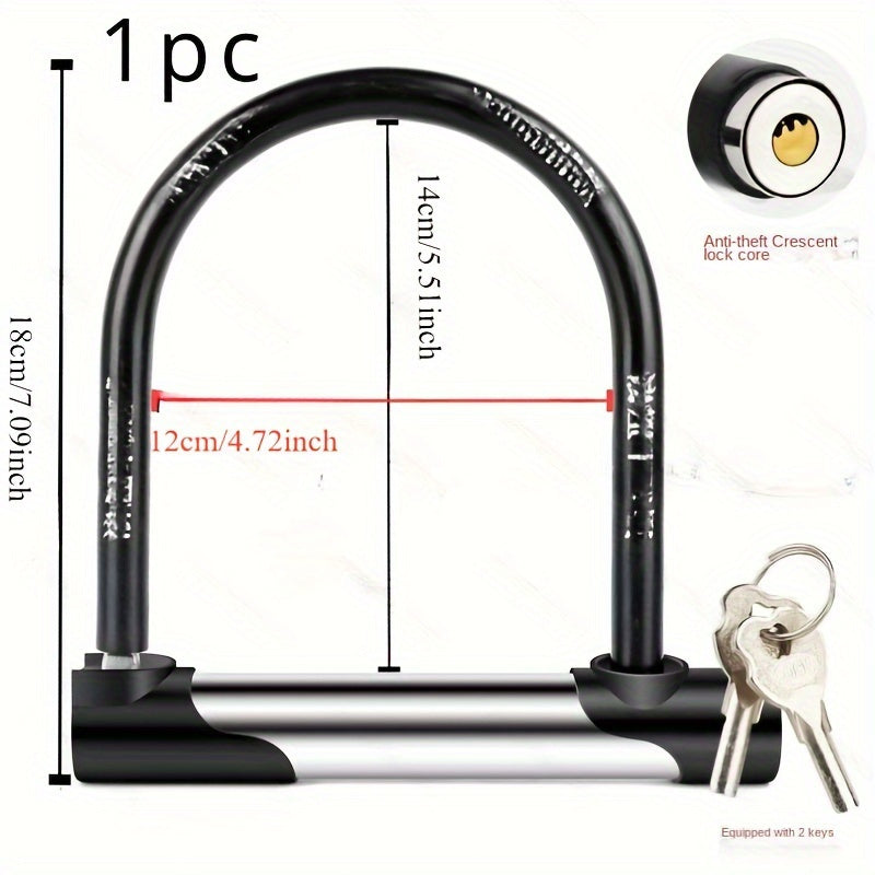 1pc Heavy Duty Motorcycle and Bicycle U-Lock - Reinforced Anti-Theft Security Lock with Thick Hook, No Power Required, for Bike Racks, Garages, Outdoor Storage - for Bikes, Scooters, and Scooters (18, 8x11, 38.98 Inches), Reinforced Anti-Theft Lock |