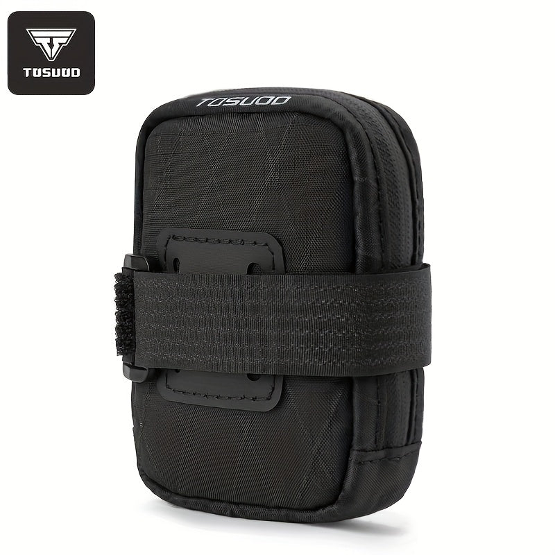 TOSUOD Lightweight Black Detachable Bike Saddle Bag - Secure, Compact Cycling Gear with Adjustable Straps & Zipper Closure for Mountain, Road, and Folding Bikes, Bike Storage | Sleek Bicycle Design, Bicycle Accessories