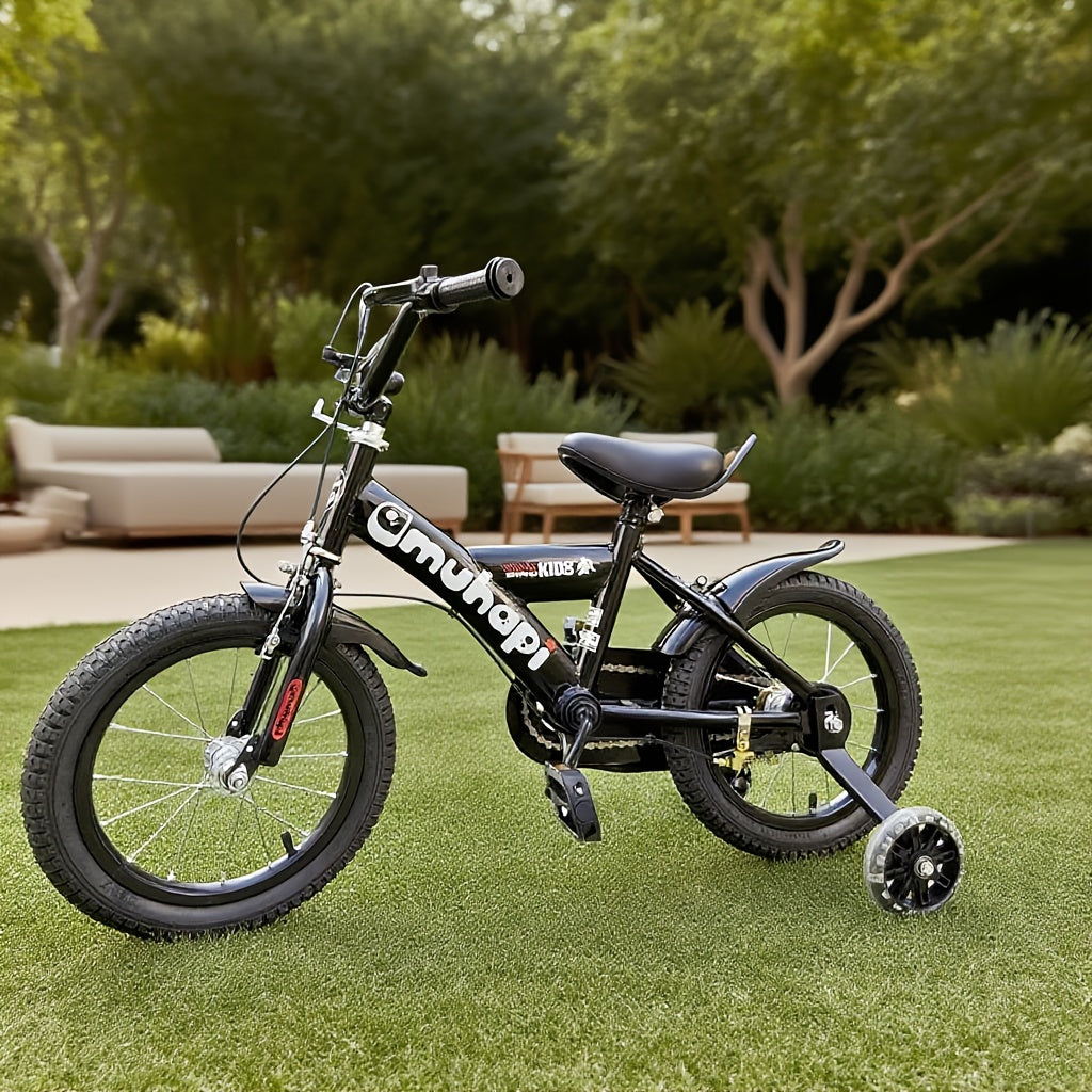 New Minimalist Style Children's Bicycle, Kids' Bike, Children's Road Bike and Mountain Bike, Children's Single-Speed Bicycle, Pedal Bike with Training Wheels, Adjustable Seat and Handlebars. The Perfect Gift for Friends or Family on Halloween