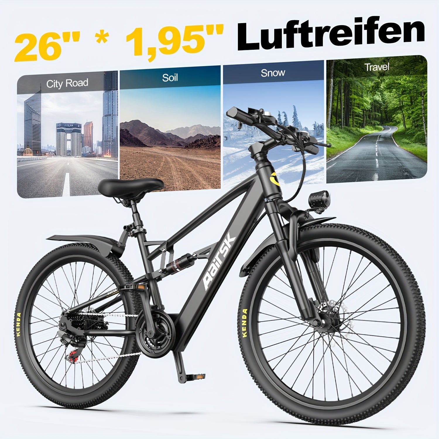 Aairsk Adult Electric Bicycle, Maximum Speed 22 Mph, 36V\u002F13AH, Peak Power 748W Brushless Motor with Shock Absorption, Electric Mountain Bike for Adults And