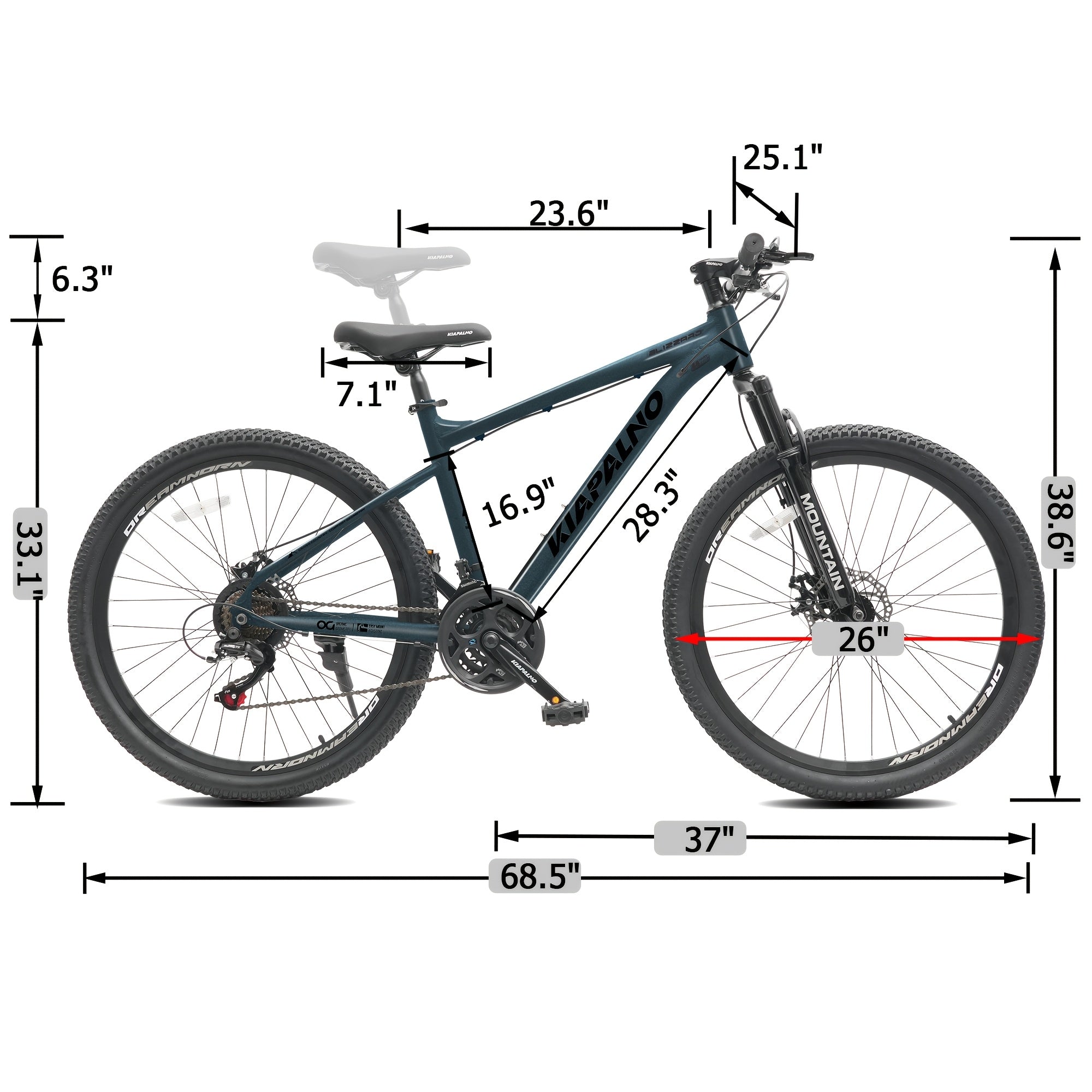 Grey-black, Blue, Black, White 26-inch All-terrain Mountain Bike, Equipped with a 21-speed Transmission System and Disc Brakes. Suitable for Both Men and Women, It Is an Ideal Choice for Mountain Biking and Long-distance Cycling. Available in Four