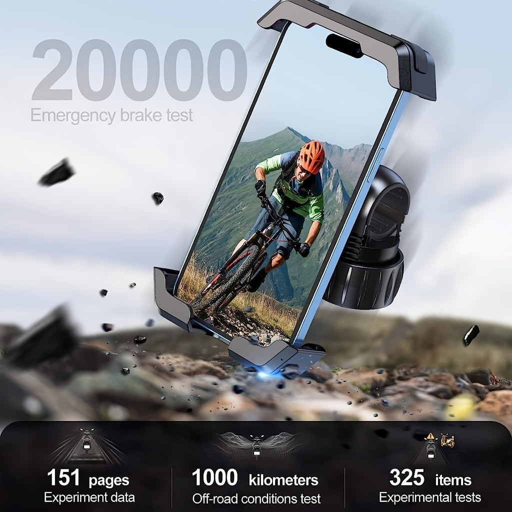 Upgraded Bike Phone Holder • Scooter Phone Holder • Motorcycle Phone Holder • Shockproof • One-Click Stable Locking • One-Hand Quick Release • 360° Rotatable • Matches 11.94-17.27cm Smartphones • For Electric Bicycles