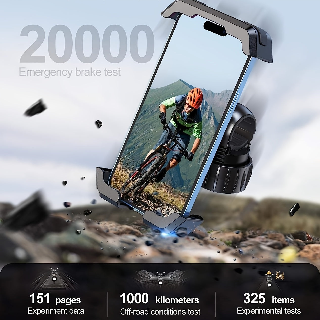 Upgraded Bike Phone Holder • Scooter Phone Holder • Motorcycle Phone Holder • Shockproof • One-Click Stable Locking • One-Hand Quick Release • 360° Rotatable • Matches 11.94-17.27cm Smartphones • For Electric Bicycles