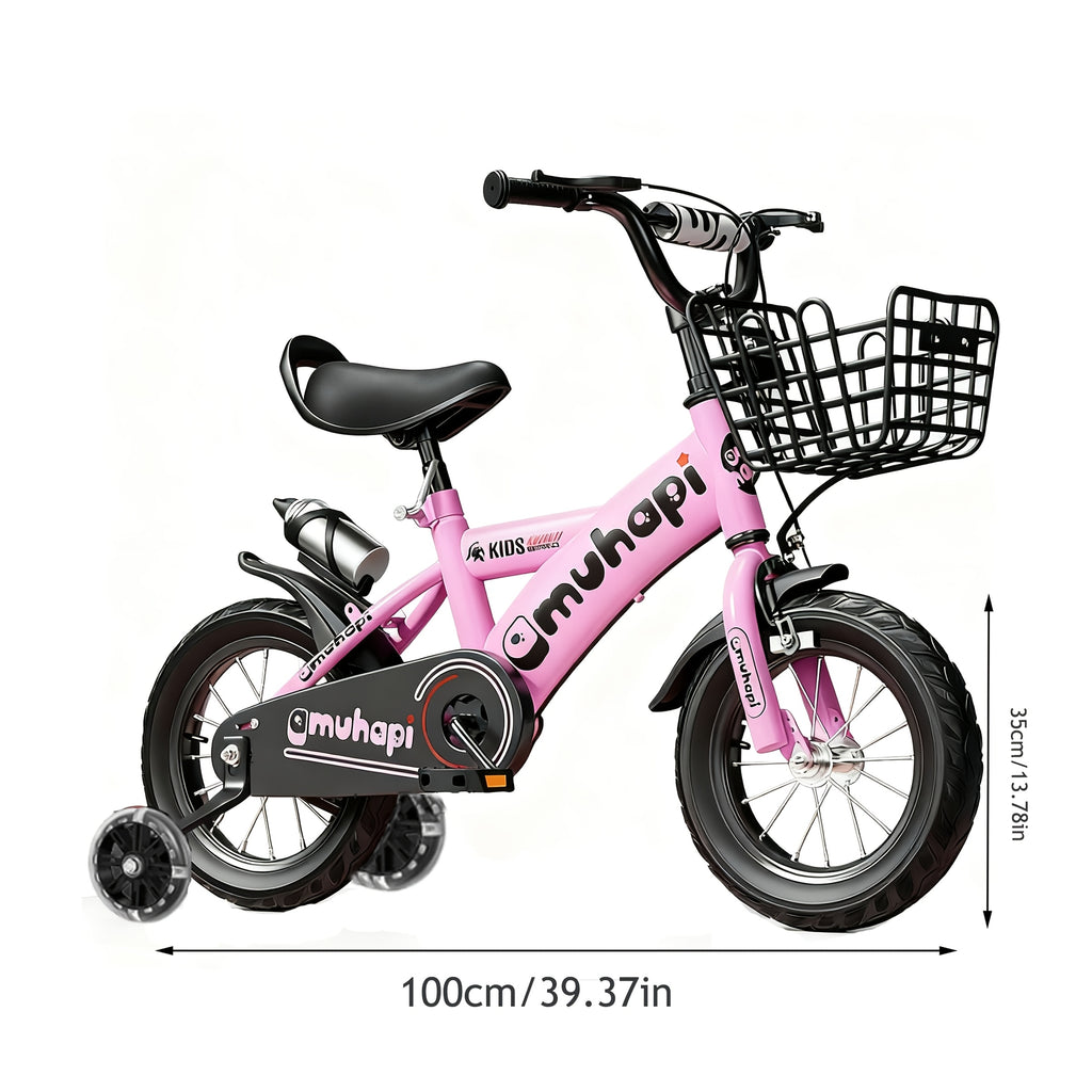 A 14-Inch Bicycle with Pedals, Designed for Family Outings, Featuring Training Wheels And a Storage Basket, Along with a Cup Holder. It Makes an Ideal Gift for Christmas, Thanksgiving, Halloween, Easter, Valentine'S Day, Day, Mother'S Day