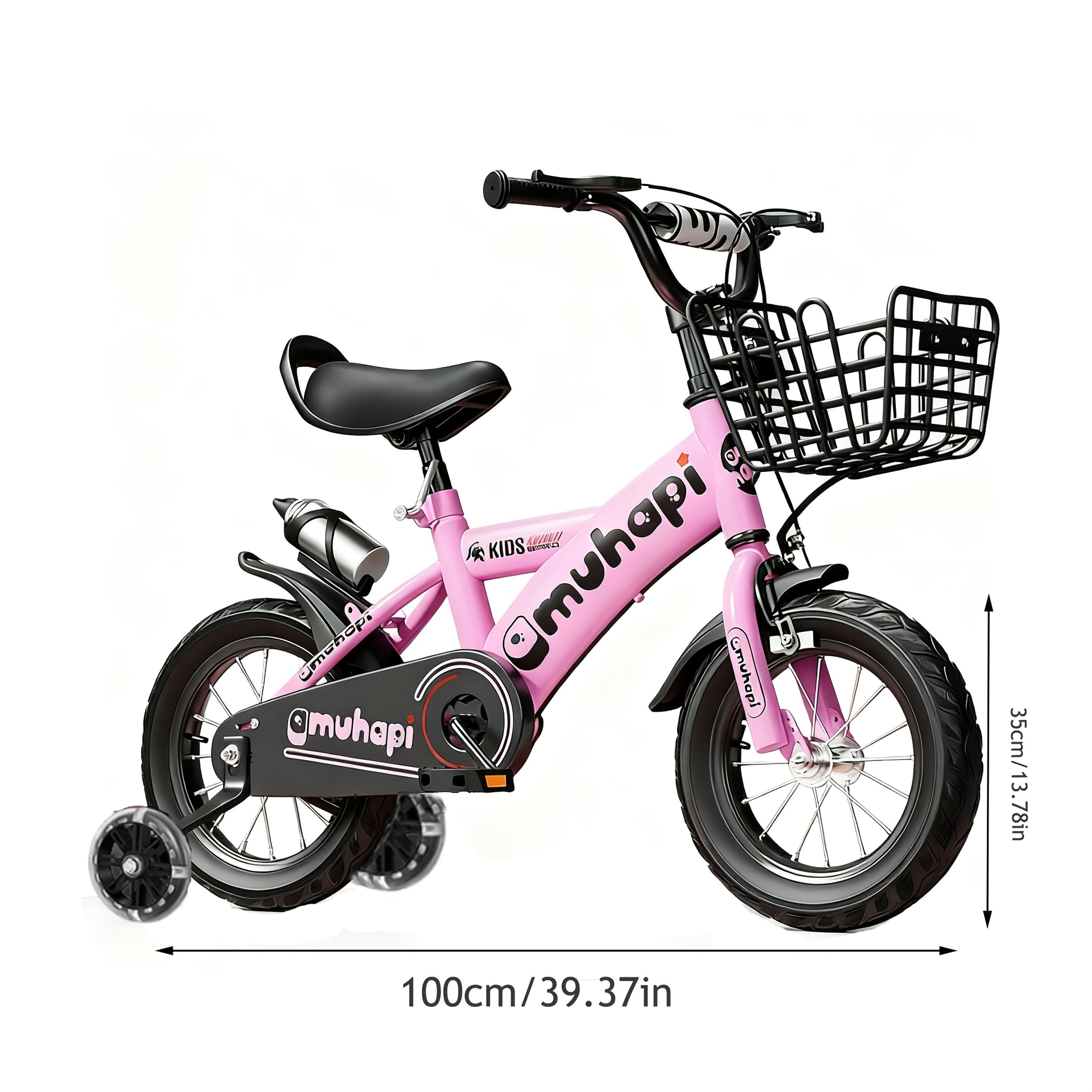 A 14-Inch Bicycle with Pedals, Designed for Family Outings, Featuring Training Wheels And a Storage Basket, Along with a Cup Holder. It Makes an Ideal Gift for Christmas, Thanksgiving, Halloween, Easter, Valentine'S Day, Day, Mother'S Day