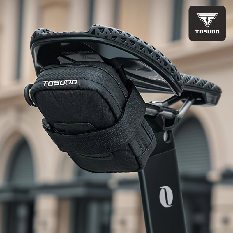 TOSUOD Lightweight Black Detachable Bike Saddle Bag - Secure, Compact Cycling Gear with Adjustable Straps & Zipper Closure for Mountain, Road, and Folding Bikes, Bike Storage | Sleek Bicycle Design, Bicycle Accessories