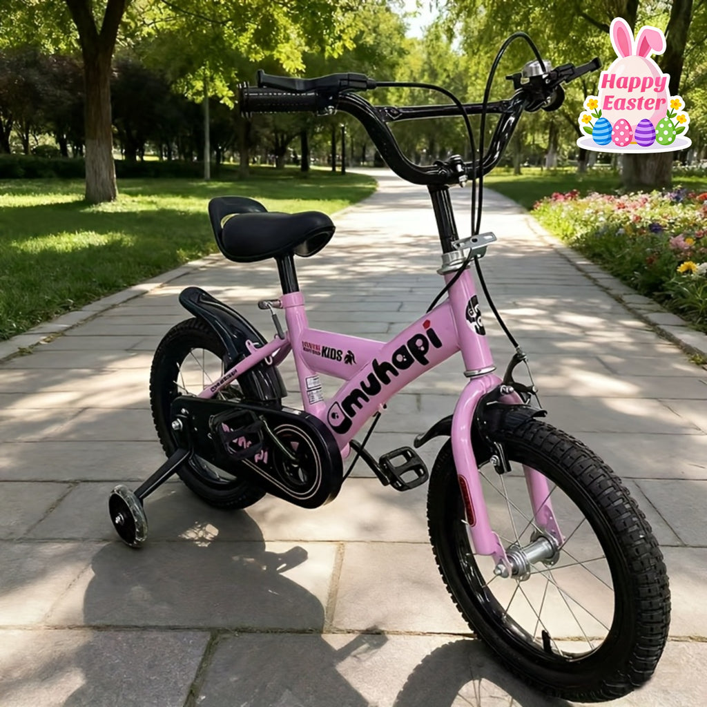 A 14-Inch Bicycle with Pedals, Designed for Family Outings, Featuring Training Wheels And a Storage Basket, Along with a Cup Holder. It Makes an Ideal Gift for Christmas, Thanksgiving, Halloween, Easter, Valentine'S Day, Day, Mother'S Day