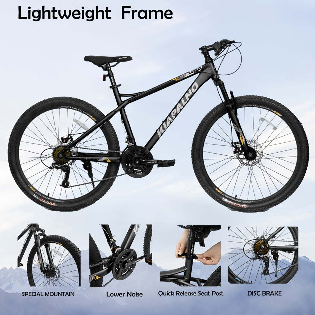 A26251 26 Inch Mountain Bike, 21 Speed With High-Carbon Steel Frame Bike For Adults, Dual Disc Brake Mountain Bicycle For Men Womens Adult Bicycle