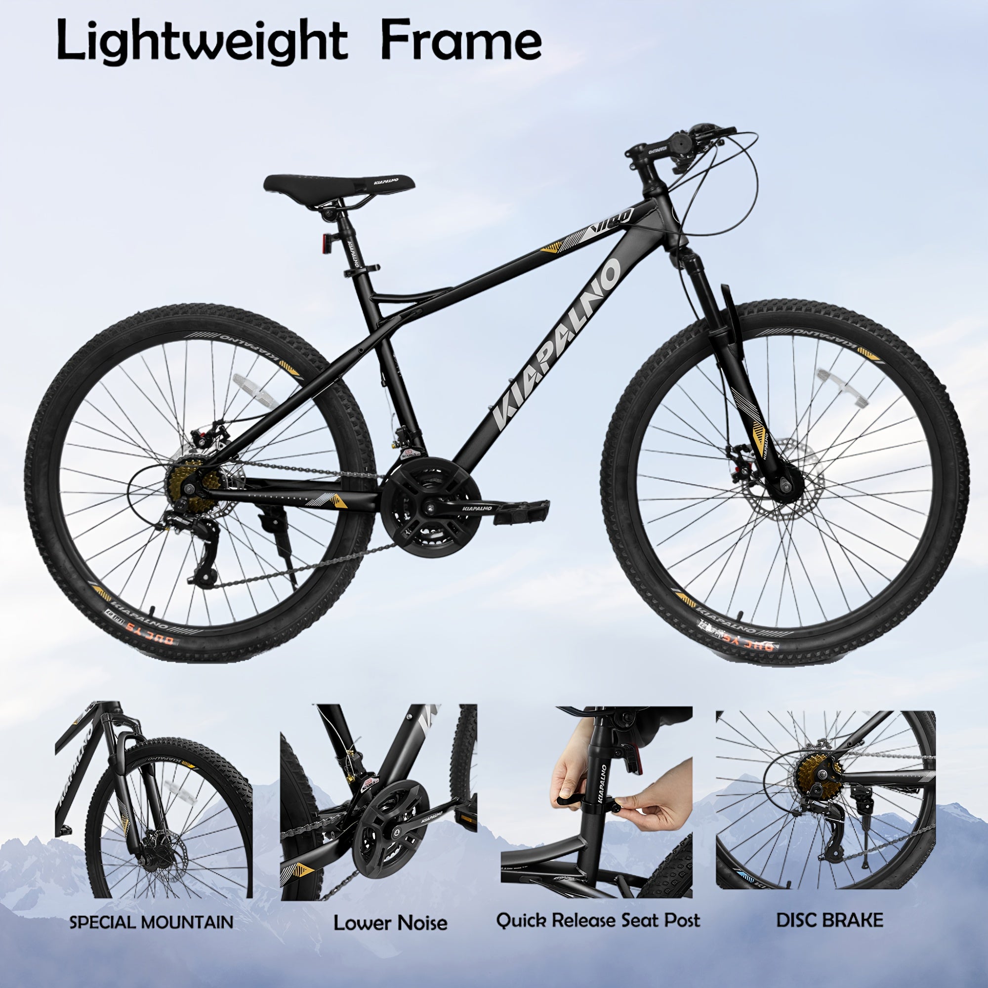 A26251 26 Inch Mountain Bike, 21 Speed With High-Carbon Steel Frame Bike For Adults, Dual Disc Brake Mountain Bicycle For Men Womens Adult Bicycle