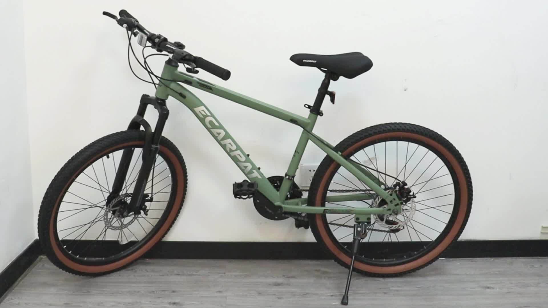 24-Inch Wheel Mountain Bike with 21 Speeds, Featuring Disc Brakes And a Thumb Shifter, Suitable for Men And Women for Trail, Commuting, And Various Terrains Including Snow And Beach, in Green Color