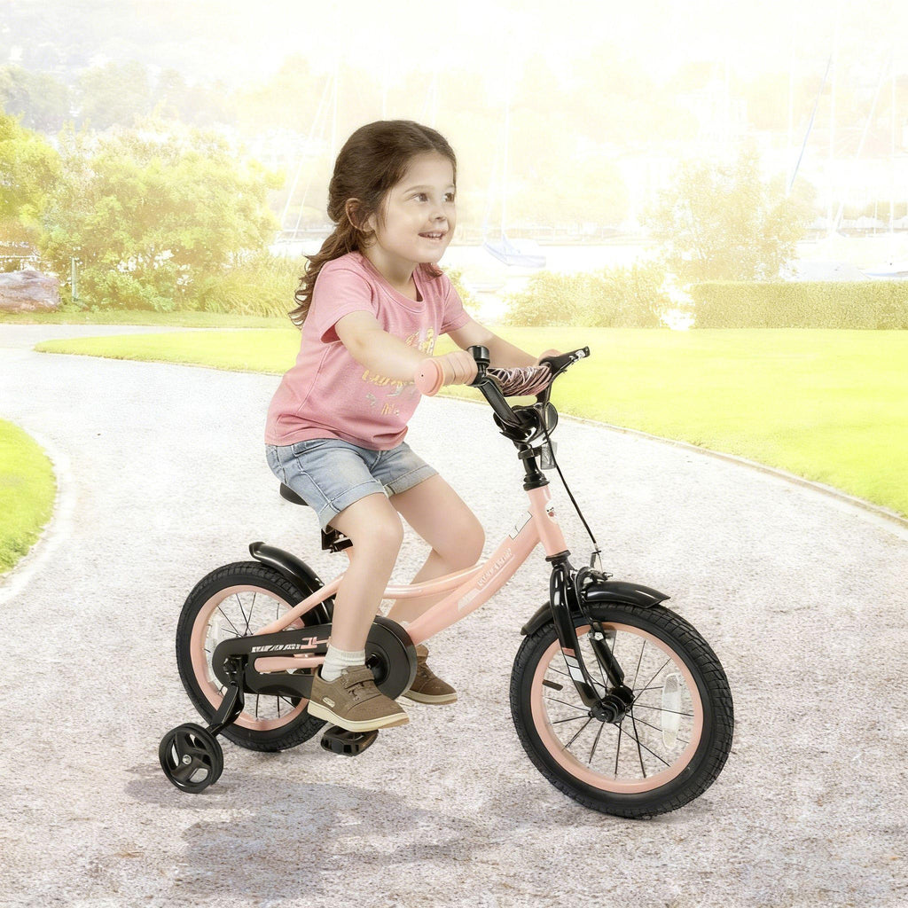 Kids Bike, 14 Inch Toddler Bicycle with Training Wheels, Dual Brakes, Adjustable Seat & Handlebar Height, Baby & Big Girl\u002F Boy Bike for 3-8 Years Olds