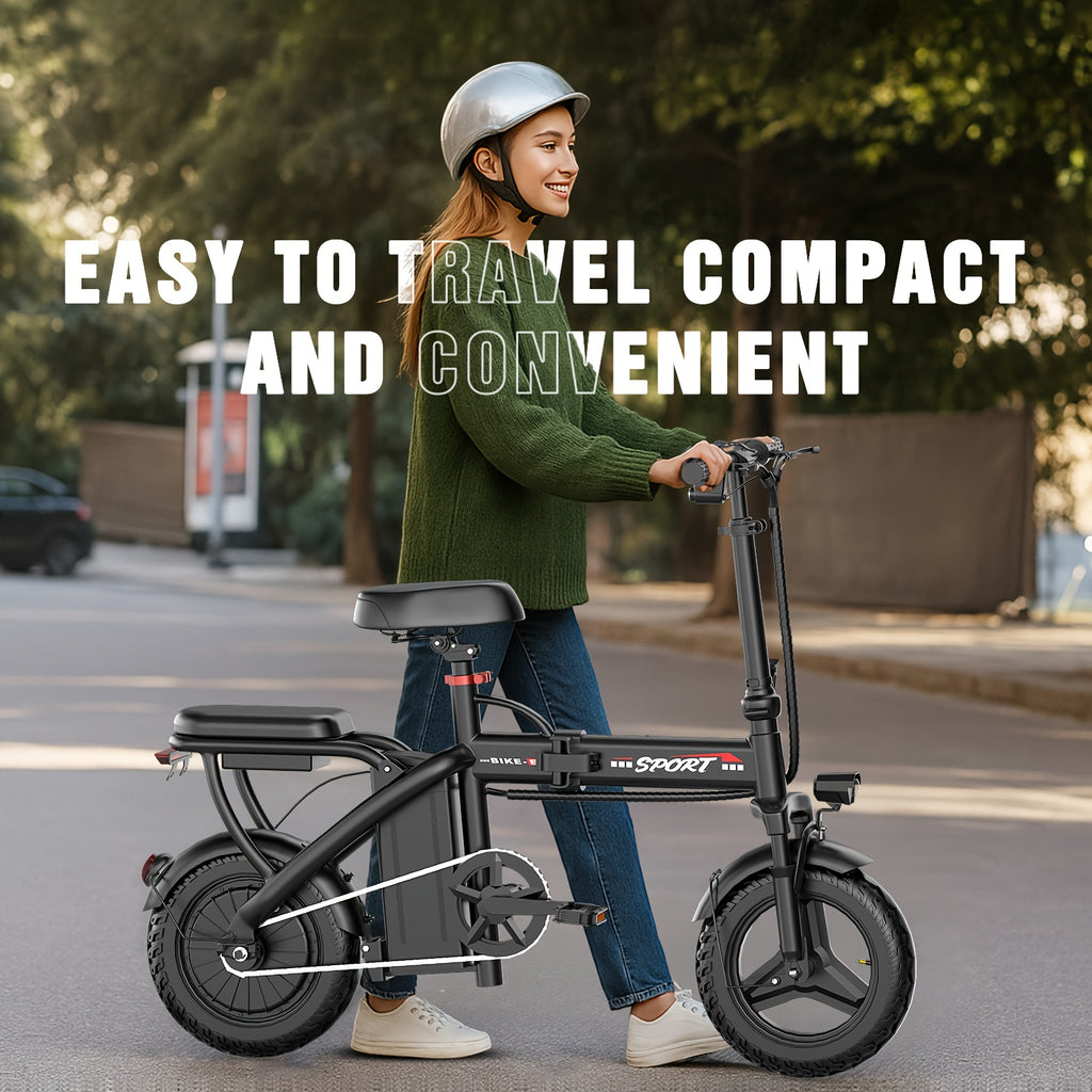 Folding Electric Bicycle, Peak Power 500 Watts, 20 Miles\u002F Per Hour Brushless Motor, 14-inch Tires, 48-volt 10 Ampere-hour Detachable Battery, Adult Electric Bicycle, Electric Bicycle, Suitable For Urban Commuting, Is The Best Choice For A Gift.