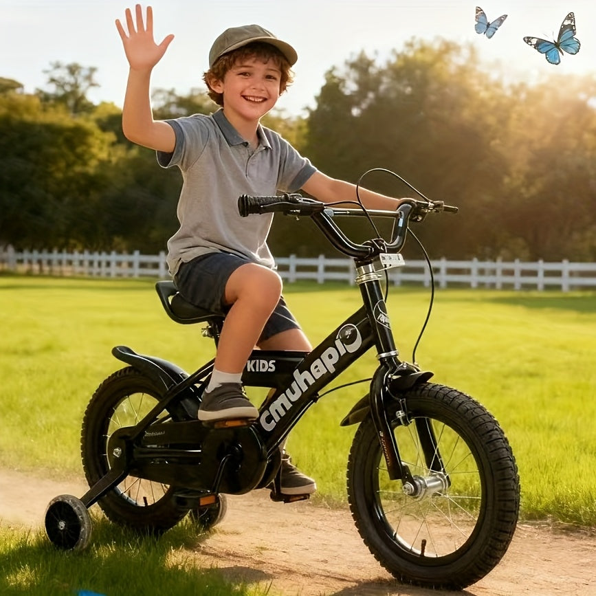 New Minimalist Style Children's Bicycle, Kids' Bike, Children's Road Bike and Mountain Bike, Children's Single-Speed Bicycle, Pedal Bike with Training Wheels, Adjustable Seat and Handlebars. The Perfect Gift for Friends or Family on Halloween
