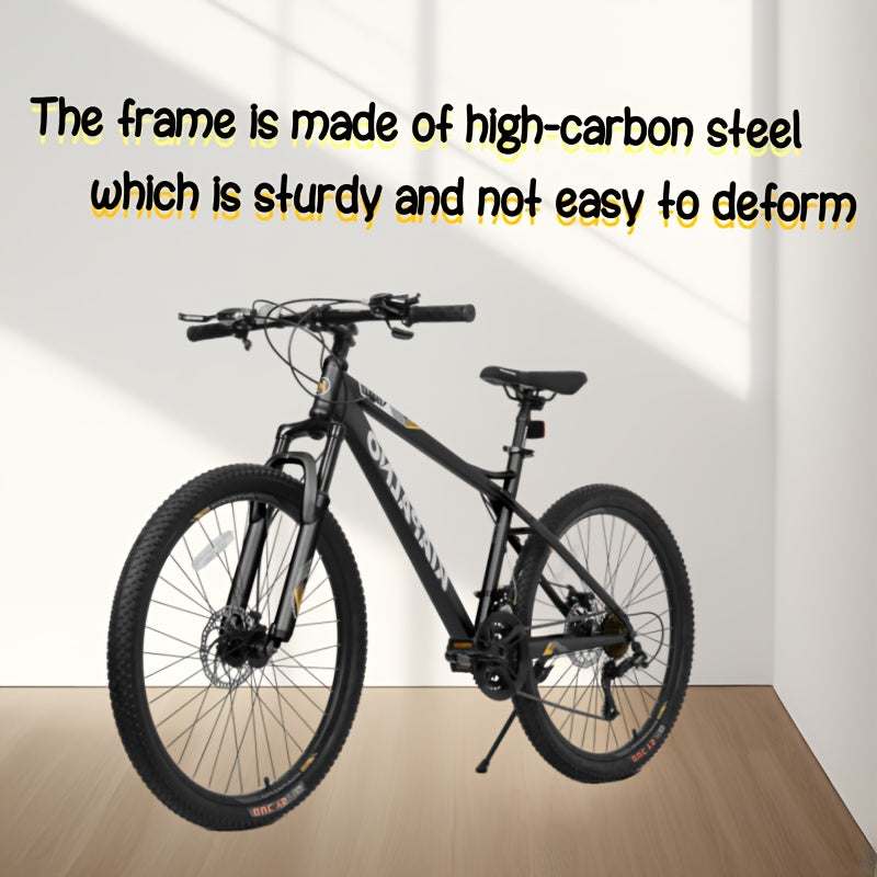 A26251 26 Inch Mountain Bike, 21 Speed With High-Carbon Steel Frame Bike For Adults, Dual Disc Brake Mountain Bicycle For Men Womens Adult Bicycle