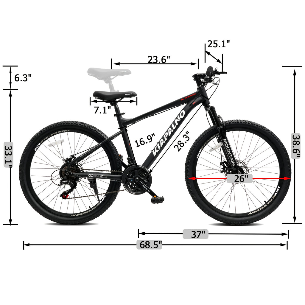 Grey-black, Blue, Black, White 26-inch All-terrain Mountain Bike, Equipped with a 21-speed Transmission System and Disc Brakes. Suitable for Both Men and Women, It Is an Ideal Choice for Mountain Biking and Long-distance Cycling. Available in Four