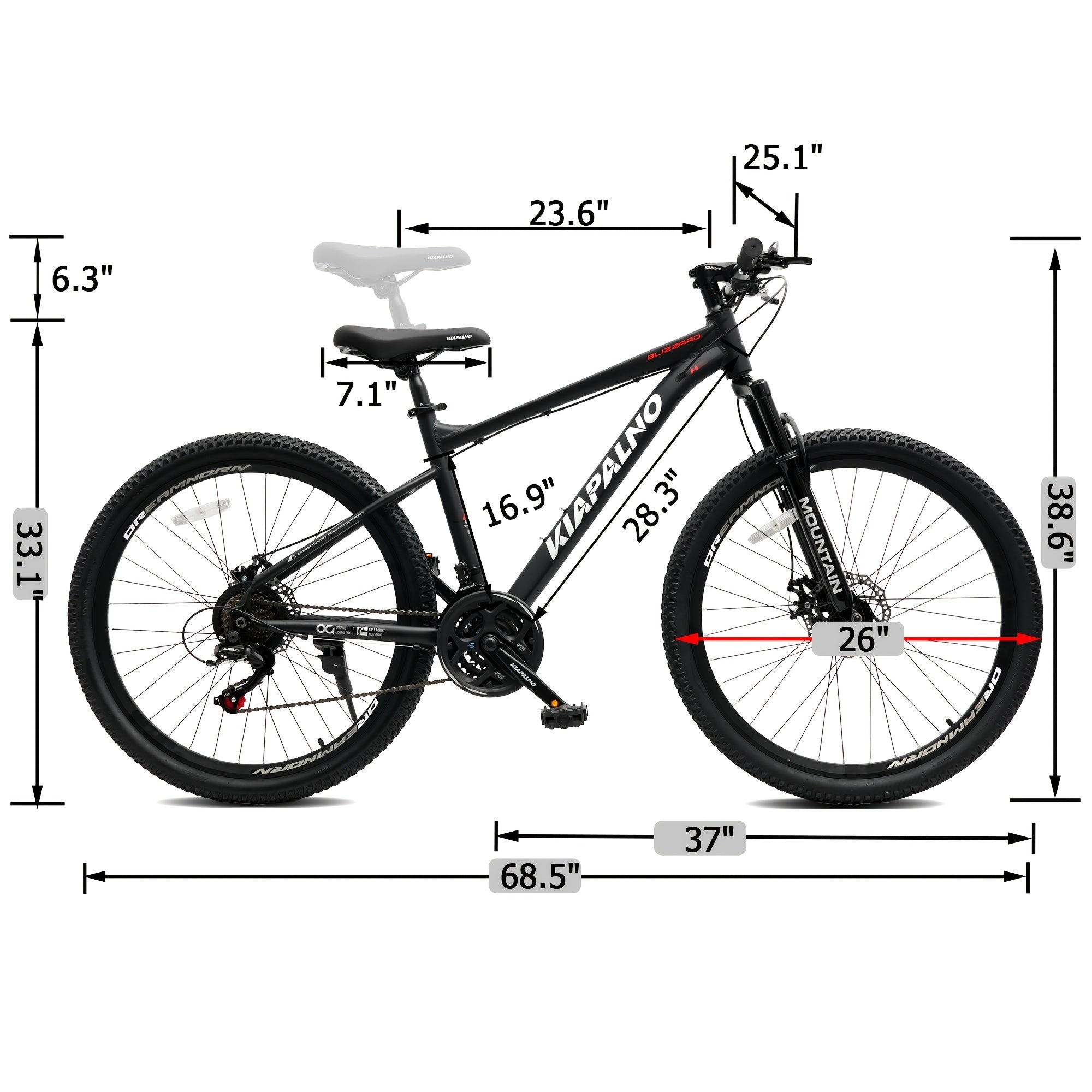 Grey-black, Blue, Black, White 26-inch All-terrain Mountain Bike, Equipped with a 21-speed Transmission System and Disc Brakes. Suitable for Both Men and Women, It Is an Ideal Choice for Mountain Biking and Long-distance Cycling. Available in Four
