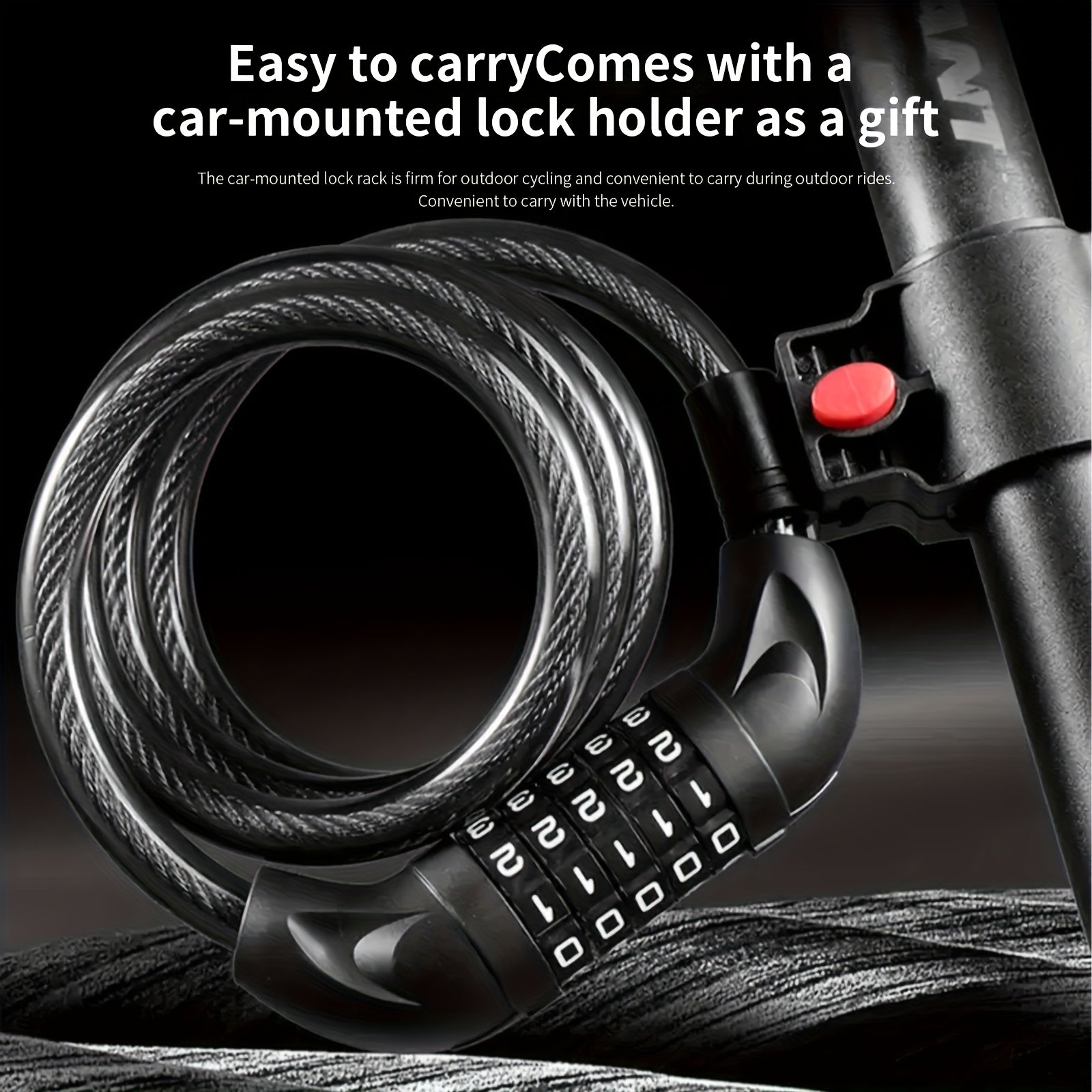 Heavy Duty Bike Chain Lock TOSUOD 5-Digit Combination Bike Lock | Heavy Duty, Anti-Theft Coiled Cable, 125cm\u002F150cm Chain, 4 Colors (Black\u002FRed\u002FGreen\u002FWhite) - Spiral Wire for E, Motorcycles, Scooters