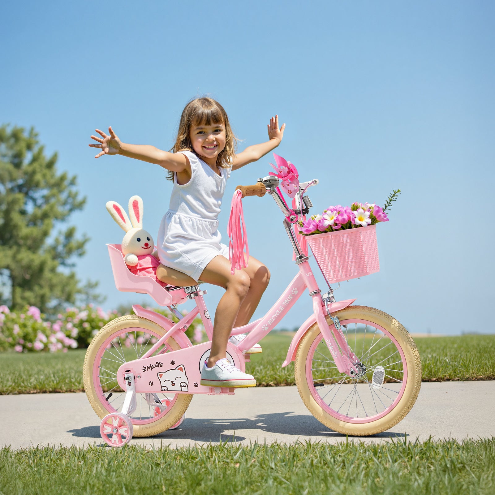 VEVOR Kids Bike 16 Inches Princess Style Children Bicycle for Girls Aged 4-8