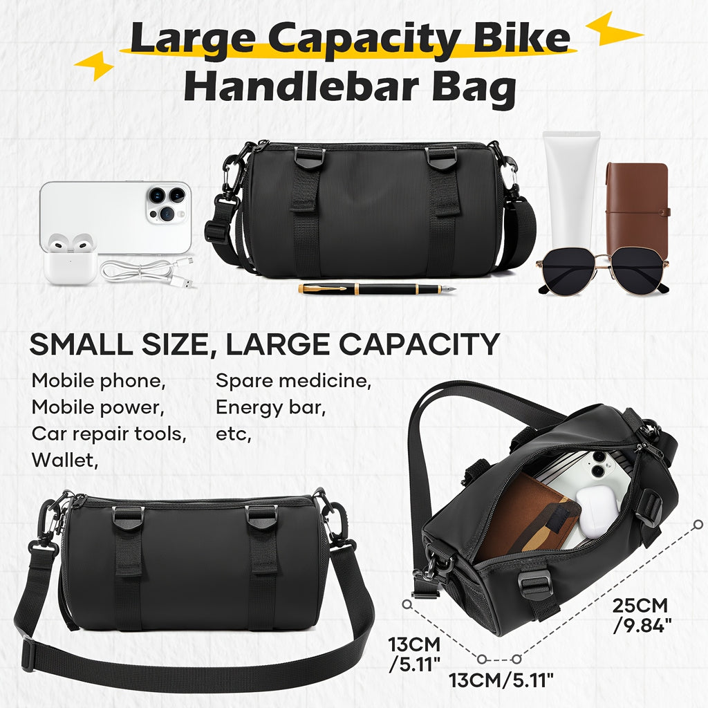 Multi-Use Bike Handlebar Storage Bag - Lightweight Portable Design with Removable Strap for Daily Commute Outdoor