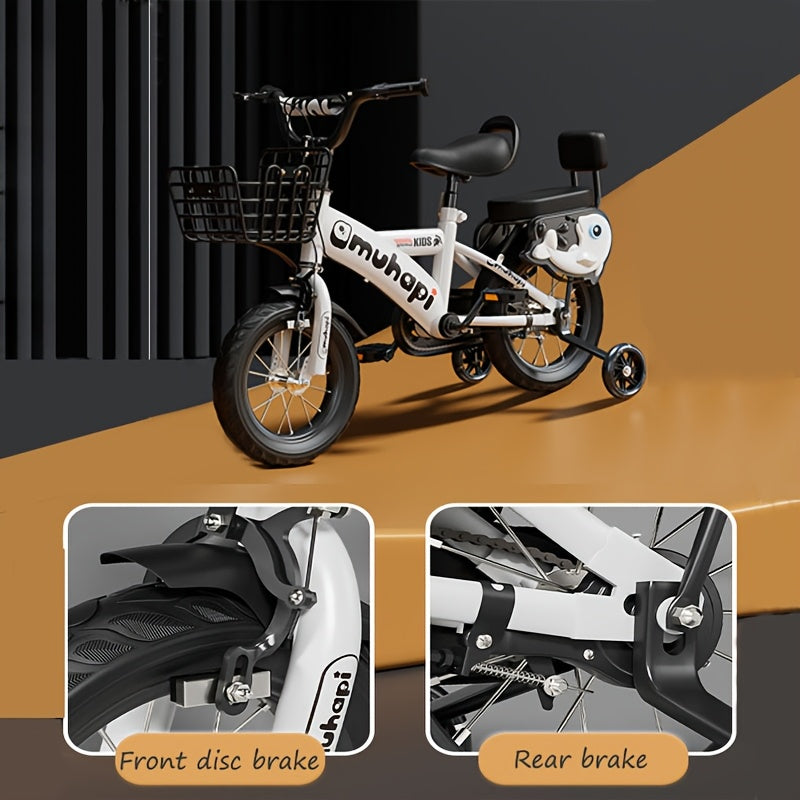 A 14-Inch Bicycle with Pedals, Designed for Family Outings, Featuring Training Wheels And a Storage Basket, Along with a Cup Holder. It Makes an Ideal Gift for Christmas, Thanksgiving, Halloween, Easter, Valentine'S Day, Day, Mother'S Day