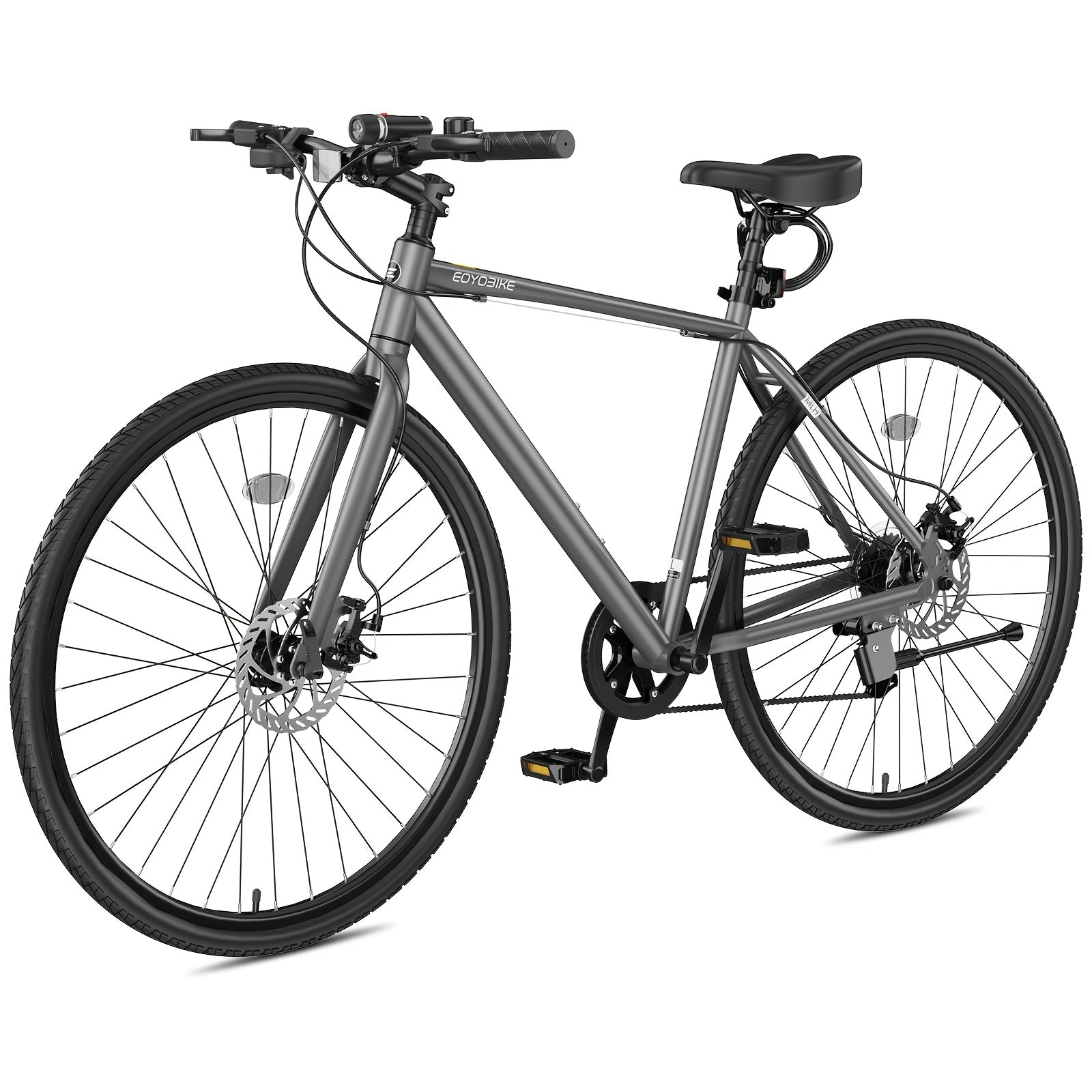 1 700C Hybrid Bike for Adults | Aluminum Frame Step-Over Bicycle, 8-Speed Vintage Retro Road Bike, Disc Brakes, Urban Style, Multiple Colors, Includes Lock - MOPHOTO