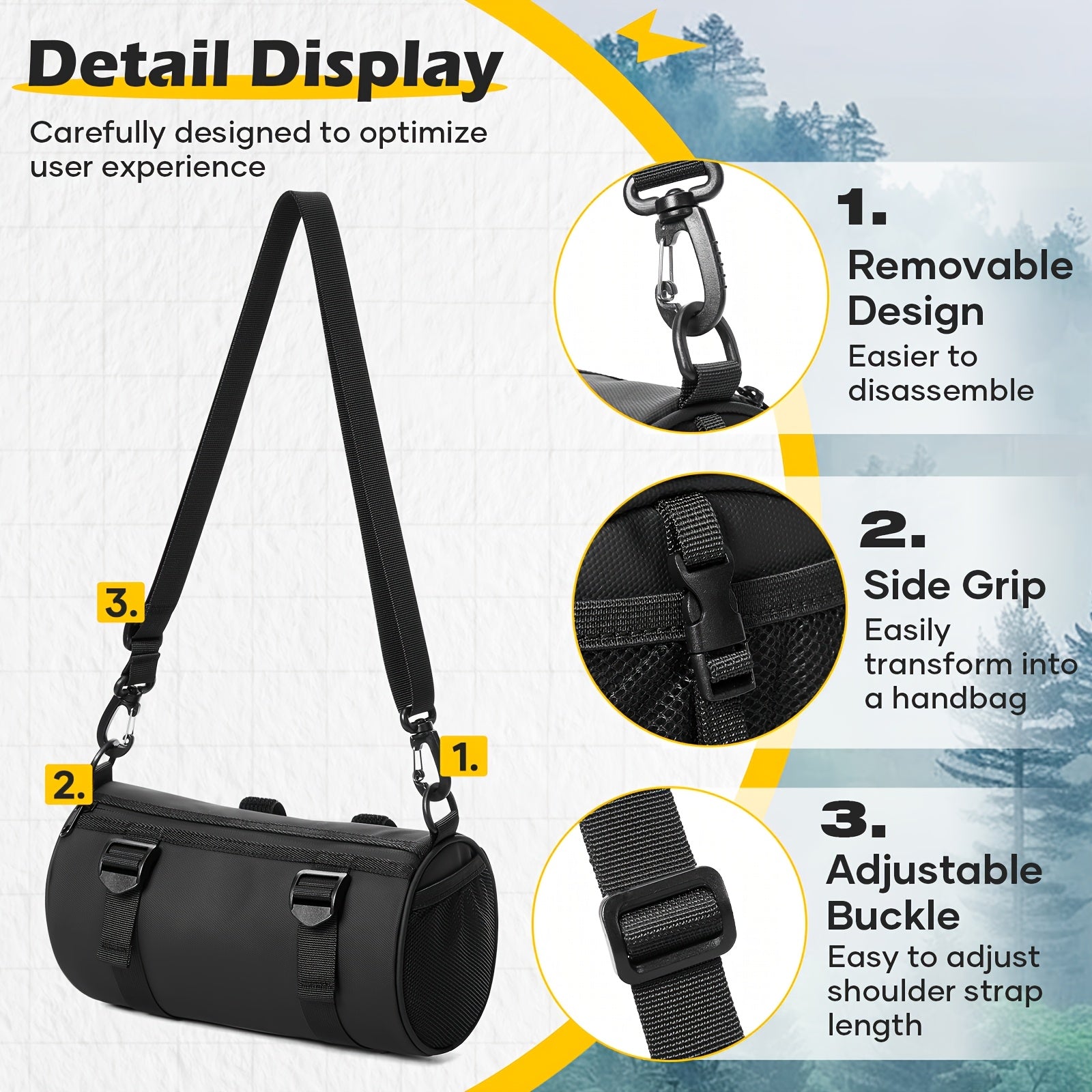 Multi-Use Bike Handlebar Storage Bag - Lightweight Portable Design with Removable Strap for Daily Commute Outdoor