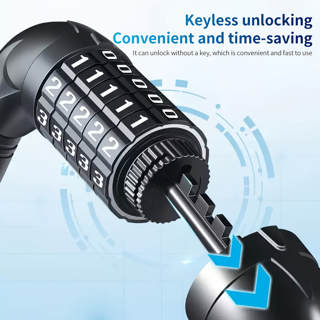 Heavy Duty Bike Chain Lock TOSUOD 5-Digit Combination Bike Lock | Heavy Duty, Anti-Theft Coiled Cable, 125cm\u002F150cm Chain, 4 Colors (Black\u002FRed\u002FGreen\u002FWhite) - Spiral Wire for E, Motorcycles, Scooters