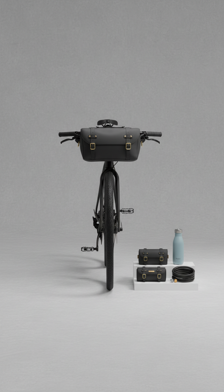 Graphite Black handlebar bag brass hardware