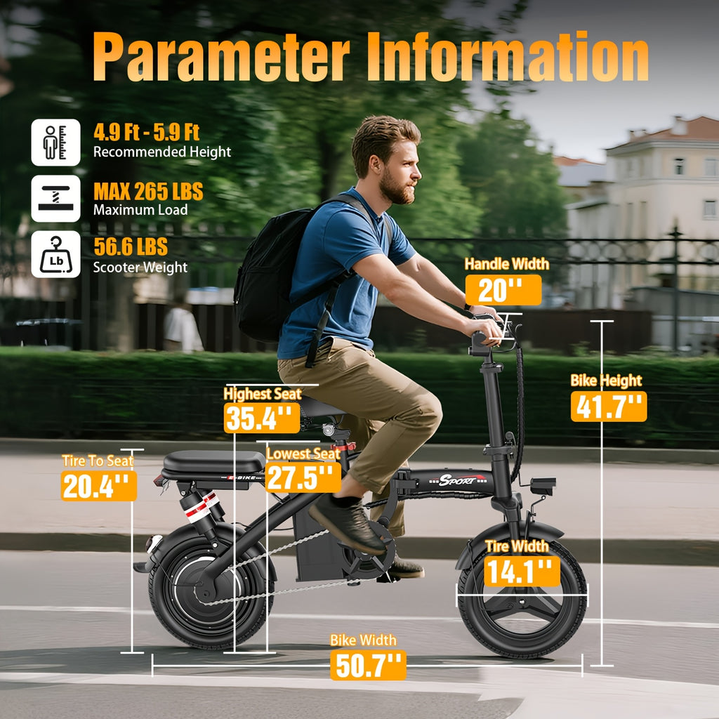 ASKGO Z8 Adult Folding Electric Bicycle, 650W 25 MPH 25 Miles, 48V 10Ah Detachable Battery, Suitable For Daily Commuting, Going Out And Playing, The Best Gift, Folding Electric Bicycle For Adults With Two Seats