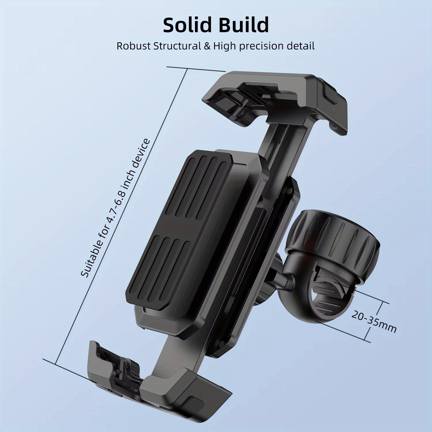 Upgraded Bike Phone Holder • Scooter Phone Holder • Motorcycle Phone Holder • Shockproof • One-Click Stable Locking • One-Hand Quick Release • 360° Rotatable • Matches 11.94-17.27cm Smartphones • For Electric Bicycles