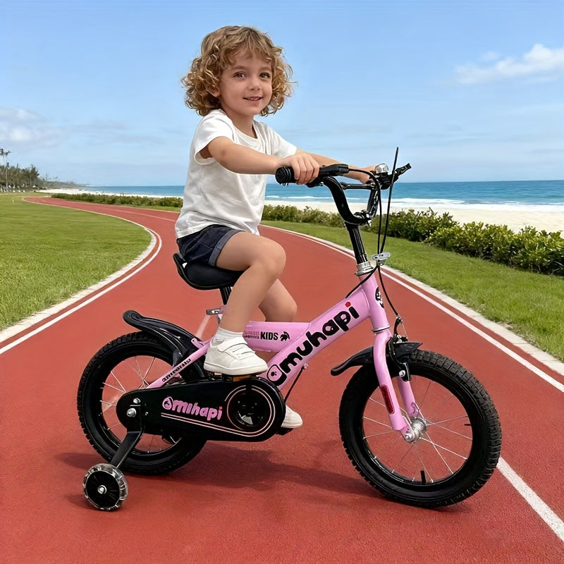 A 14-Inch Bicycle with Pedals, Designed for Family Outings, Featuring Training Wheels And a Storage Basket, Along with a Cup Holder. It Makes an Ideal Gift for Christmas, Thanksgiving, Halloween, Easter, Valentine'S Day, Day, Mother'S Day