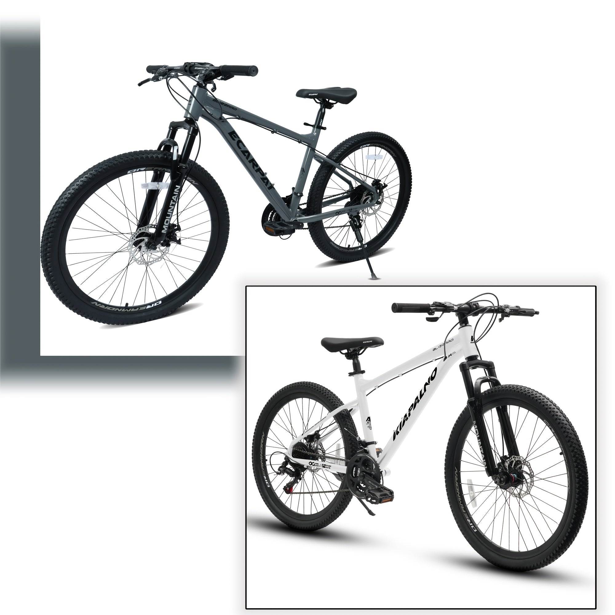 Grey-black, Blue, Black, White 26-inch All-terrain Mountain Bike, Equipped with a 21-speed Transmission System and Disc Brakes. Suitable for Both Men and Women, It Is an Ideal Choice for Mountain Biking and Long-distance Cycling. Available in Four