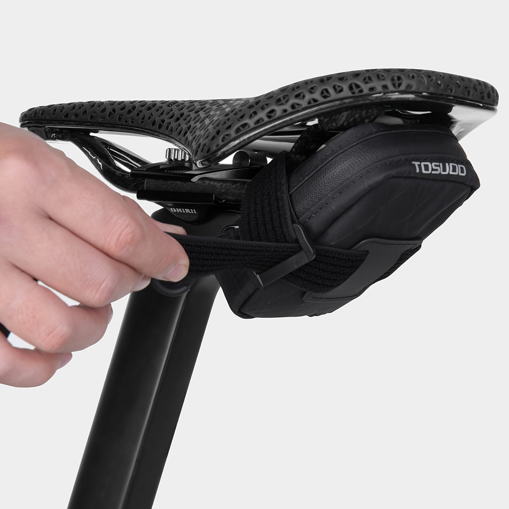 TOSUOD Lightweight Black Detachable Bike Saddle Bag - Secure, Compact Cycling Gear with Adjustable Straps & Zipper Closure for Mountain, Road, and Folding Bikes, Bike Storage | Sleek Bicycle Design, Bicycle Accessories