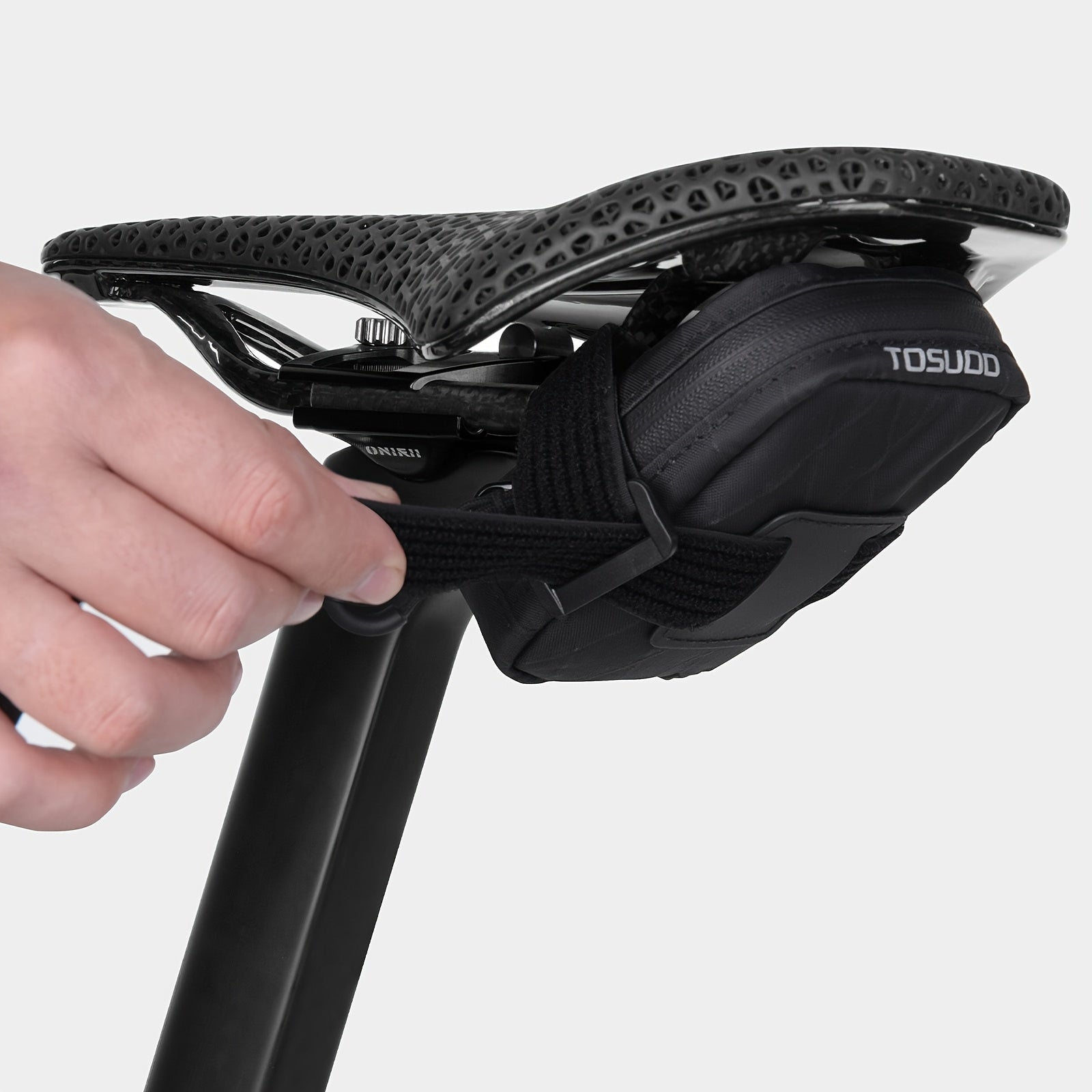 TOSUOD Lightweight Black Detachable Bike Saddle Bag - Secure, Compact Cycling Gear with Adjustable Straps & Zipper Closure for Mountain, Road, and Folding Bikes, Bike Storage | Sleek Bicycle Design, Bicycle Accessories
