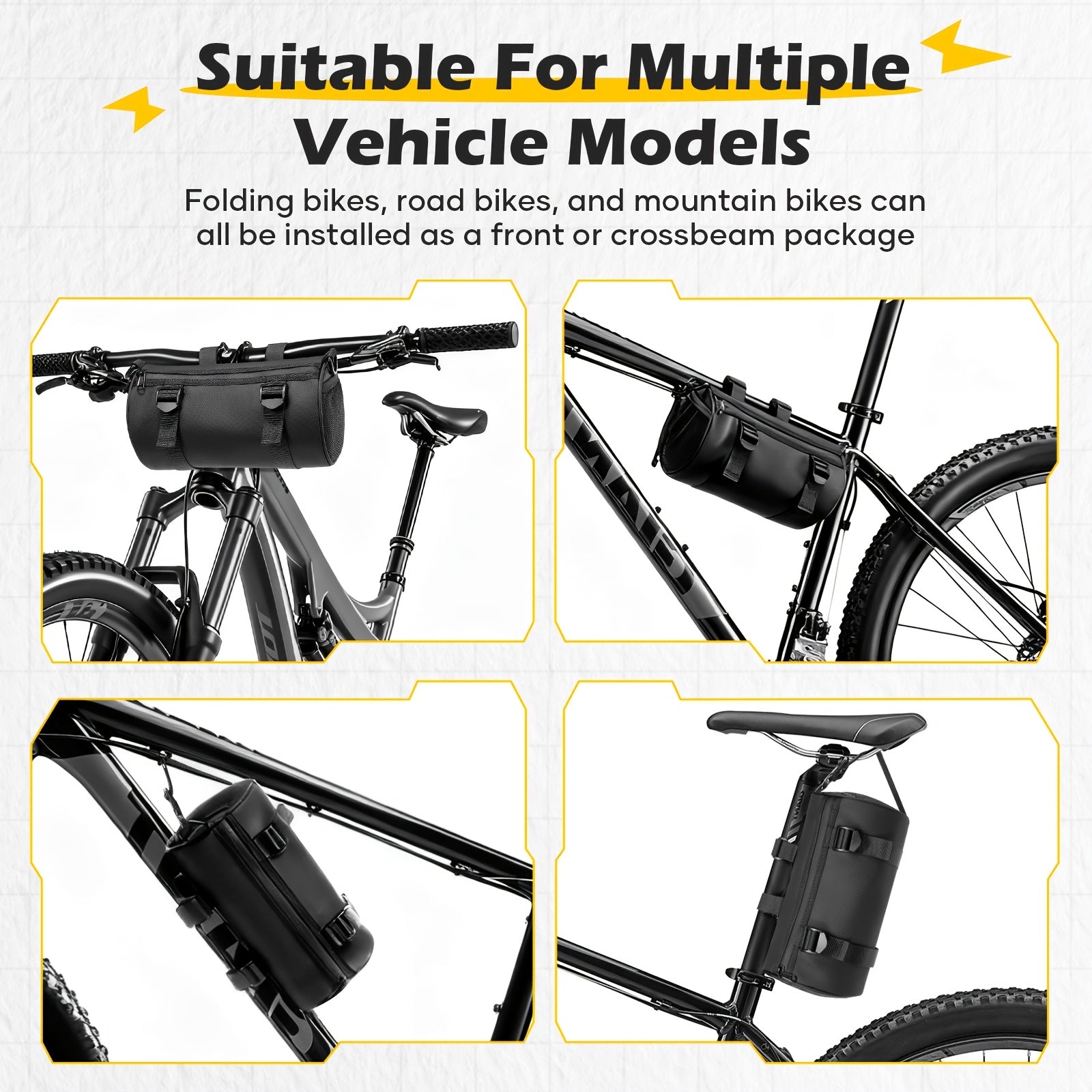 Multi-Use Bike Handlebar Storage Bag - Lightweight Portable Design with Removable Strap for Daily Commute Outdoor